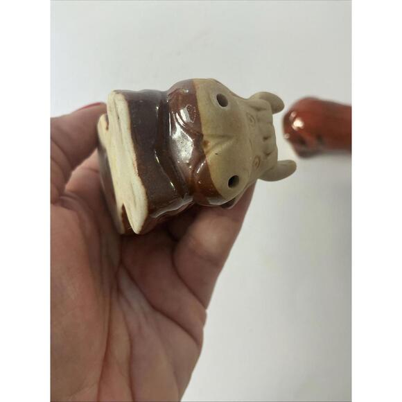 Vintage Enesco Japan Brown Glazed Cow Salt & Pepper Shaker Set RARE - Picture 15 of 15